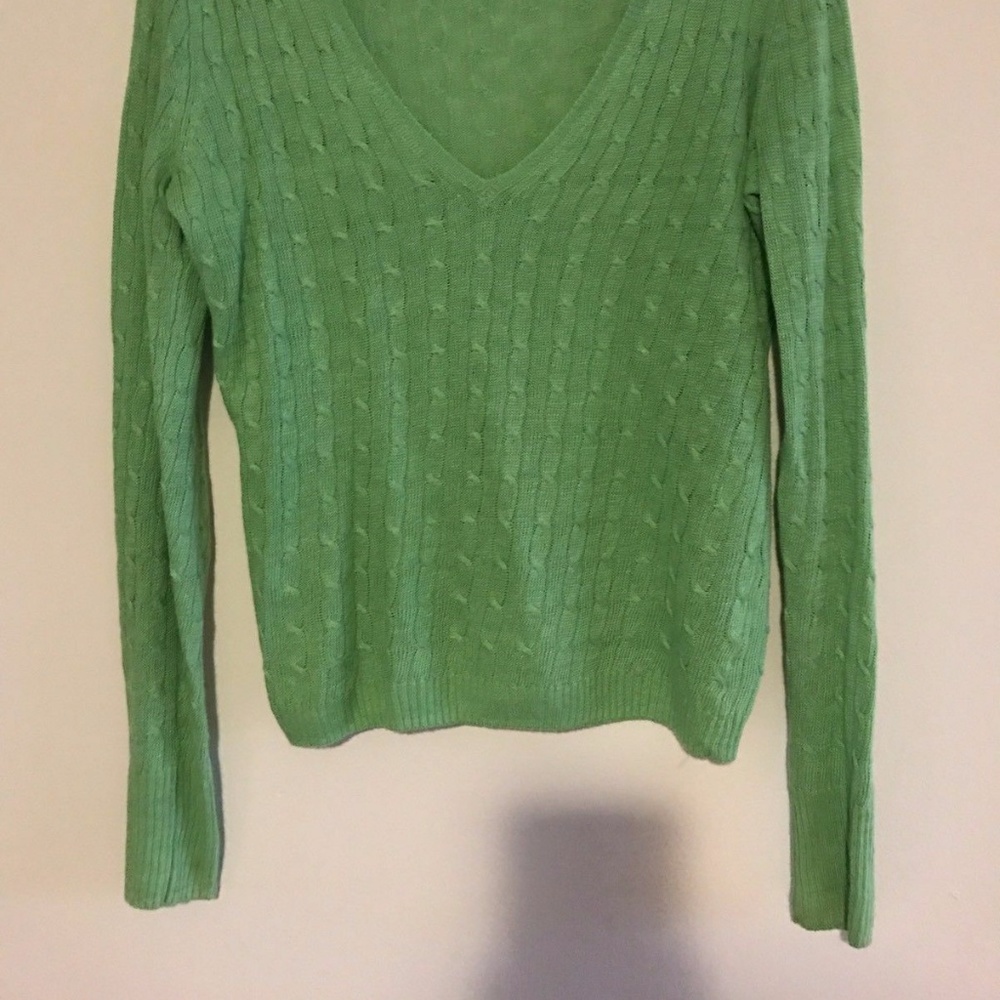 J.CREW CABLE KNIT V-NECK LINEN PULLOVER - M - Picture 4 of 5